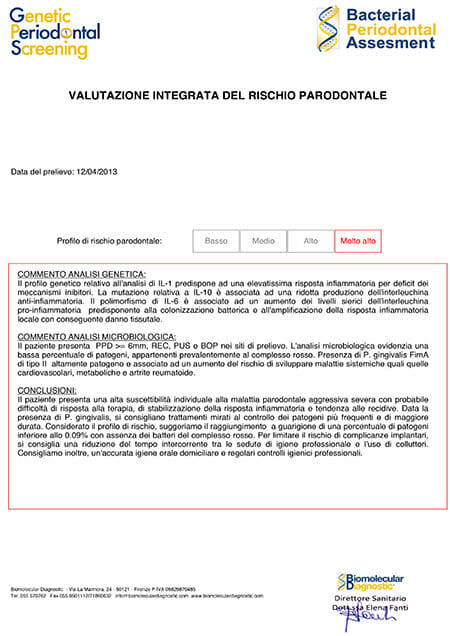 test di rischio parodontale